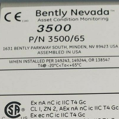 Bently Nevada 3500/65-01-00 172103-01 RTD / Isolated Tip TC I/O Module Internal Terminations